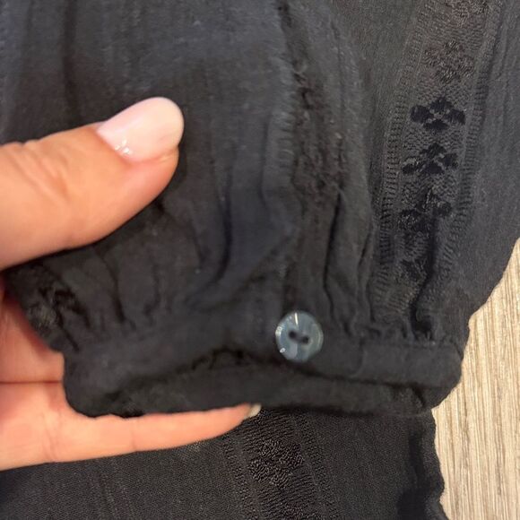 Black Button-Up Women's Top Universal Thread - Picture 4 of 5